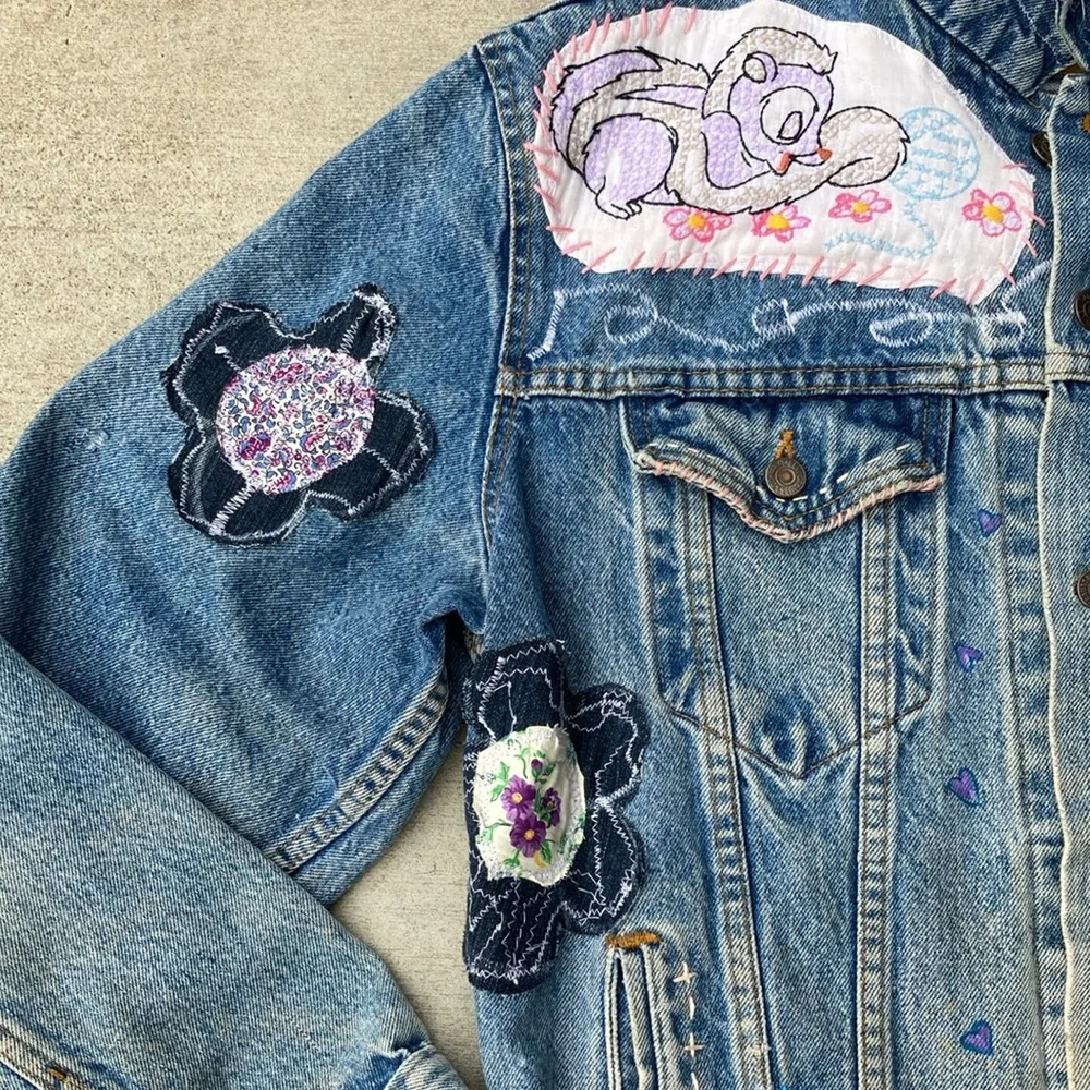 Vintage Upcycled Levi’s Jacket Disney Theme - Picture 3 of 14